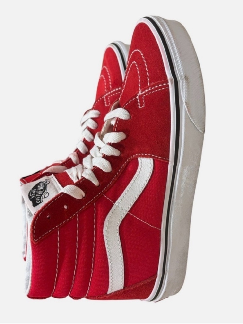 VANS Sk8-HI Old Skool High-top Sneakers Racing Red/White Sz M5 W6.5 Retro Vibe